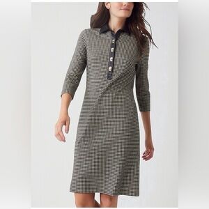 J. McLaughlin Black and Cream Houndstooth Dress